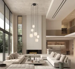 Suspension, Jap 6L, noir et blanc, Ø56cm, H150cm - MDC