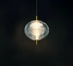 Suspension, Jefferson Mini sans rosace, transparent, or, LED, 2700K, 450 lm, Ø15cm, H17,5cm - Lodes