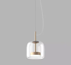 Suspension, Jube SP 1P, cristal transparent, or satiné, LED, dim, 2700K, 2000 lm, Ø26cm, H24cm - Vistosi