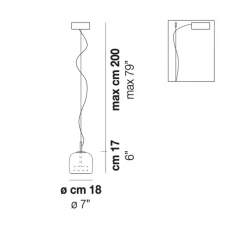 Suspension, Jube SP S, verre fumé marron, laiton, LED, dim, 2700K, 1200 lm, Ø18cm, H17cm - Vistosi