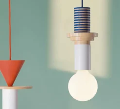 Suspension, JUNIT, Column, frêne, bleu, H25cm - SCHNEID