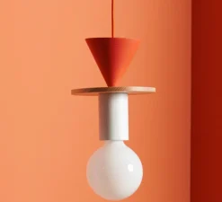 Suspension, JUNIT, Record, frêne, rouge, H25cm - SCHNEID