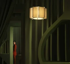 Suspension, Kactos, hêtre, stucture noire, L38cm, H24cm - LZF