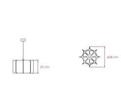 Suspension, Kactos, hêtre, stucture noire, L38cm, H24cm - LZF