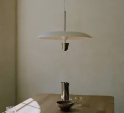 Suspension, Kantarell, nickel, LED, dim, 2700K, 1000 lm, Ø55cm, H40cm - New Works