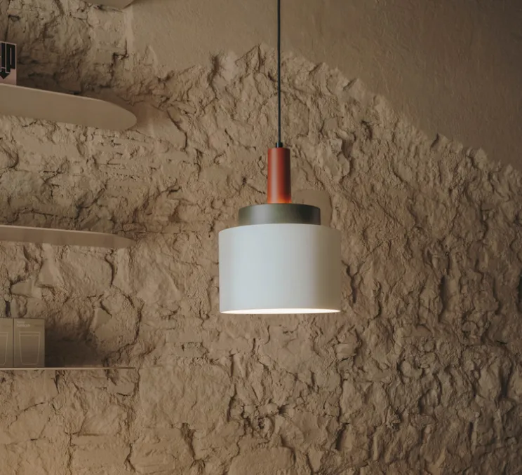 Suspension, Keops L, blanc gris, gris brun, rouge brique, Ø30cm, H39,5cm - LEDS C4