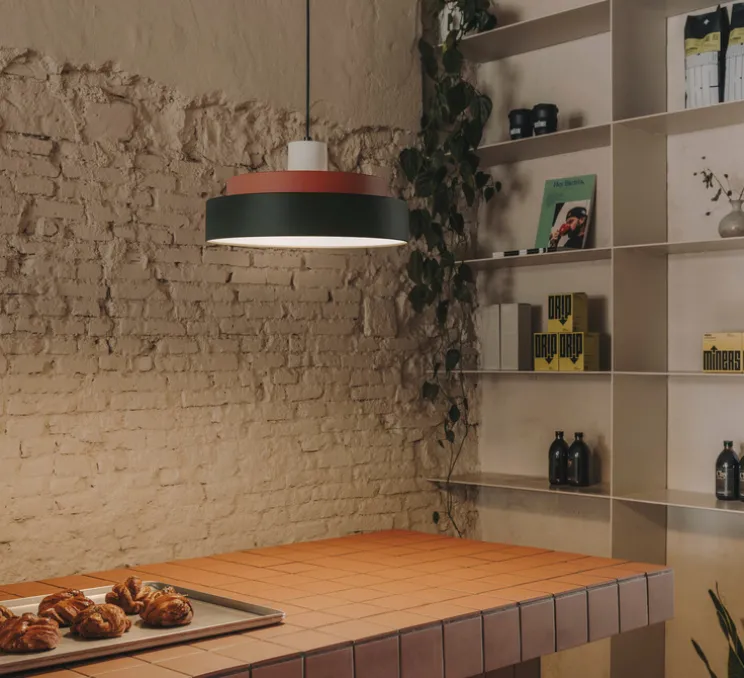 Suspension, Keops XL, gris brun, rouge brique, blanc gris, Ø50cm, H25cm - LEDS C4