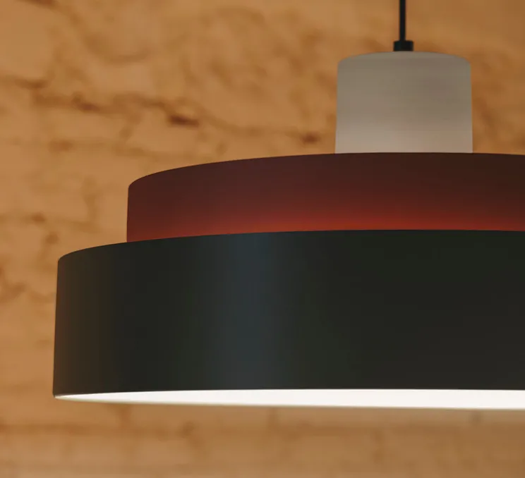 Suspension, Keops XL, gris brun, rouge brique, blanc gris, Ø50cm, H25cm - LEDS C4