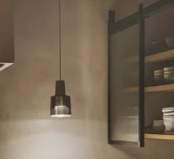 Suspension, Khoi Surfaced, gris ciment, fumé, LED, 3000K, 907 lm, Ø14,8cm, H25cm - LEDS C4