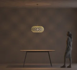 Suspension, Kina, version assemblée, bambou naturel, Ø60cm, H28cm - David Trubridge