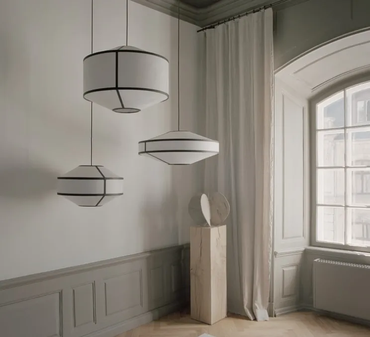 Suspension, Kite 2B, blanc & noir, Ø65cm, H45cm - New Works