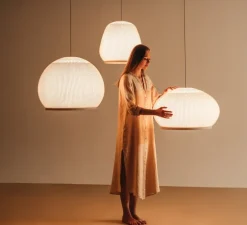 Suspension, Knit, 7450, beige, LED, dim, Casambi, 2700K, 4782 lm, Ø45cm, H44cm - Vibia