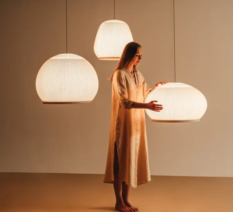 Suspension, Knit, 7450, beige, LED, dim, 1-10V, 2700K, 4782 lm, Ø45cm, H44cm - Vibia