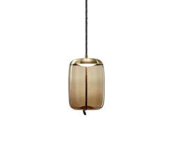 Suspension, Knot Cilindrio S, marron, laiton, LED, L18cm, H28cm - BROKIS