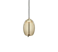 Suspension, Knot Uovo S, marron, laiton, LED, L18cm, H29cm - BROKIS