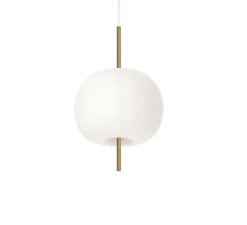 Suspension, Kushi 16, blanc et laiton, Ø16cm, H26cm - KDLN