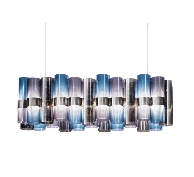 Suspension, La lollo linear 100, bleu, violet, LED, dim, 2700K, 7820 lm, L93cm, H28cm - Slamp