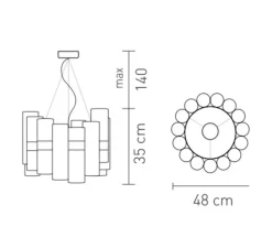Suspension, La Lollo, or, Ø48cm, LED - Slamp