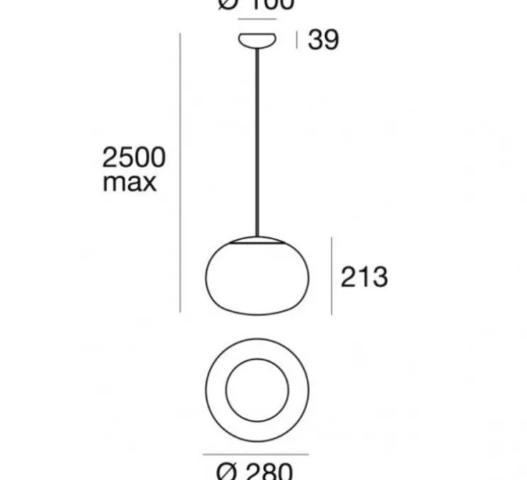 Suspension, La Mariée, gris fumé, LED, dim, 3000K, 1008 lm, Ø28cm, H21,3cm - Stilnovo