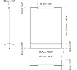 Suspension, Lamina 85, noir et blanc, LED, dim, 2700K, 1394 lm, L98,7cm, H12,6cm - Santa & Cole