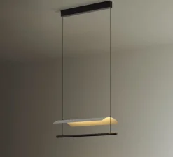 Suspension, Lamina 45, noir et blanc, LED, dim, 2700K, 711 lm, L58,7cm, H12,6cm - Santa & Cole