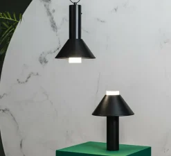 Suspension, lampe à poser, FUJI, noir et blanc, IP44, L17,5cm, H24cm - Faro