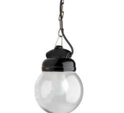 Suspension, Lampe étanche pure porcelaine, noir, Ø14,5cm, H13cm - ZANGRA