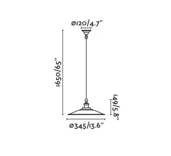 Suspension, Lang, noir, Ø34,5cm, H165cm - Faro
