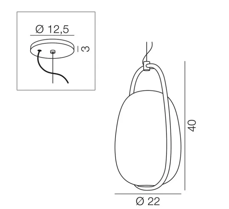 Suspension, LANNA, noir, Ø22cm, H40cm - KDLN