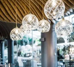 Suspension, Large Check, Crystal Rowan 22, transparent, or , Ø22cm, H22cm - Ebb and Flow