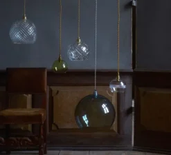 Suspension, Large Check, Crystal Rowan 22, transparent, or , Ø22cm, H22cm - Ebb and Flow