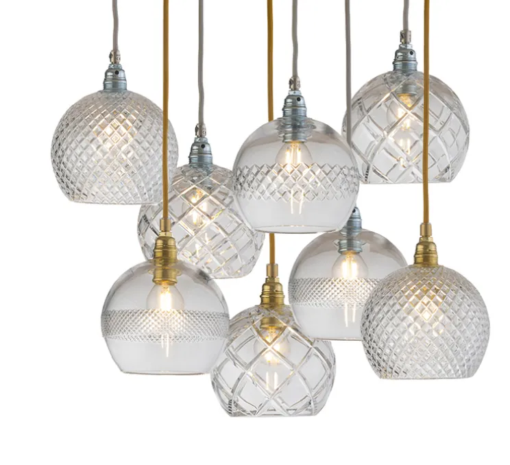 Suspension, Large Check, Crystal Rowan 15,5, transparent, or , Ø15cm, H15cm - Ebb and Flow