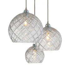 Suspension, Large Check, Crystal Rowan 15,5, transparent, argent, Ø15cm, H15cm - Ebb and Flow