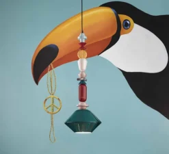 Suspension, Lariat 87, bleu pétrole, Ø31cm, H87cm - Ferroluce