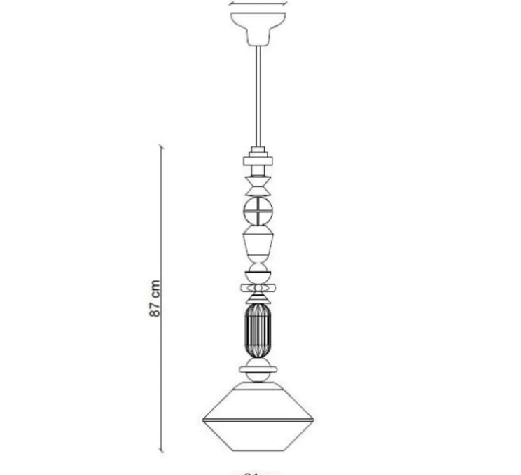 Suspension, Lariat 87, bleu pétrole, Ø31cm, H87cm - Ferroluce