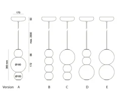 Suspension, LED, 1180 lm, 2700 K, C, Pearls , blanc, or, Ø18cm, H36cm - Formagenda