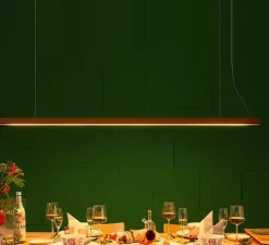 Suspension, LED40, noyer, L160cm, P4cm, 2700K, 1800lm - TUNTO