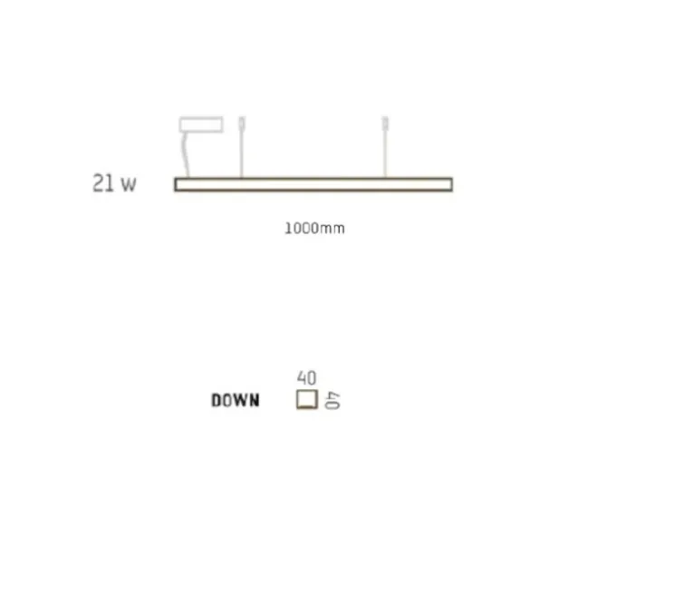 Suspension, LED40, noyer, 2700K, L100cm - TUNTO