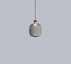 Suspension, Legier 557.22, verre fumé, cuivre, IP40, LED, 2700K, 1200lm, Ø25cm, H33cm - Tooy