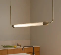 Suspension, Lemon squeeze linear, laiton, verre opalin, L137,3m, H48,7cm - Umage