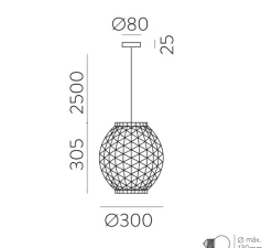 Suspension, Lennis kit noir, naturel, Ø30cm, H30,5cm - ACB