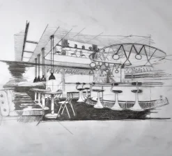 Suspension, Les Acrobates de Gras N°322, bleu/intérieur blanc, Ø26cm, H21,6cm - DCW éditions Paris