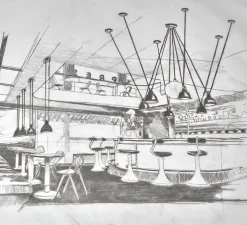 Suspension, Les Acrobates de Gras N°322, bleu/intérieur blanc, Ø17cm, H17cm - DCW éditions Paris