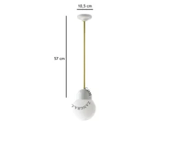 Suspension, Light.036, avec Glass006, opalin, laiton, LED, Ø15cm, H16cm - ZANGRA