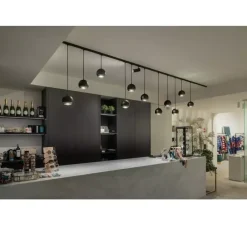 Suspension, LIGHT EYE 150 QPAR111, pour rail, noir, chrome, Ø15cm, H12cm - SLV