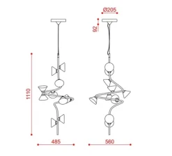 Suspension, Linfa 565.22m, titanium, IP40, LED, dim, 2700K, 3500 lm, Ø56cm, H111cm - Tooy