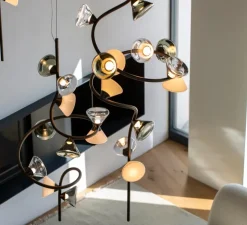 Suspension, Linfa 565.22m, titanium, IP40, LED, dim, 2700K, 3500 lm, Ø56cm, H111cm - Tooy