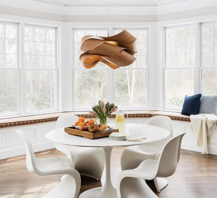 Suspension, Link, bois de cerisier, câble transparent, nickel, Ø46cm, H28cm- LZF