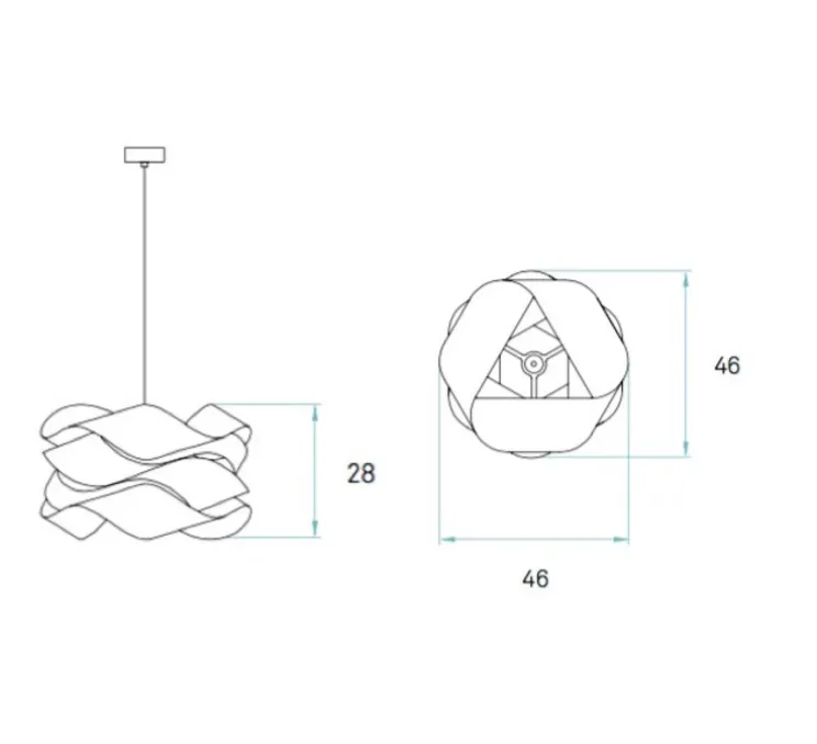 Suspension, Link, bois de cerisier, câble transparent, nickel, Ø46cm, H28cm- LZF