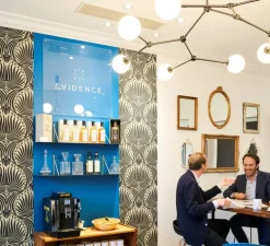 Suspension, Link, bois de cerisier, câble transparent, nickel, Ø46cm, H28cm- LZF